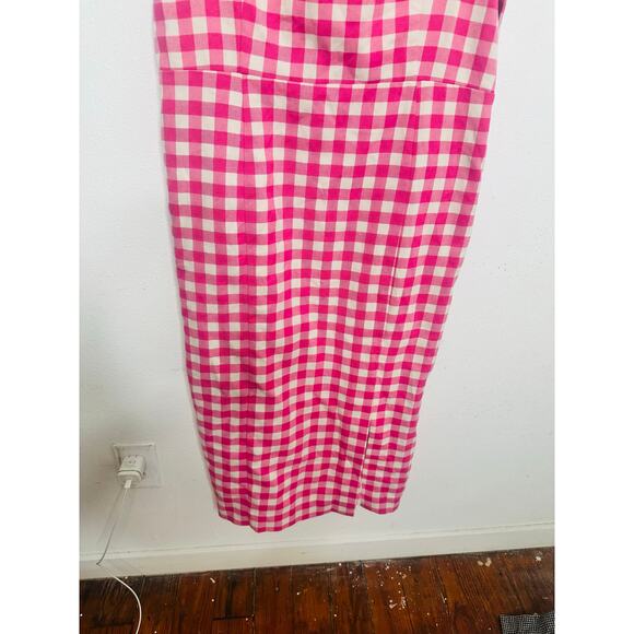FINDERS KEEPERS Pink White Gingham Check Sleeveless Gigi Midi Dress Size US 10 - Picture 6 of 16